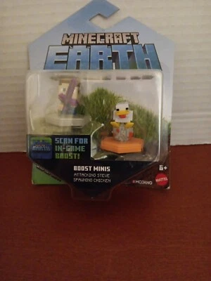 Minecraft Earth Boost Minis Attacking Steve Spawning Chicken Figura Mojang NUEVO Foto 1 de 4