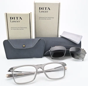 DITA Lancier Brille LSA 405 DLX405-54-03 GRY SLV Sun Clip Grau Leicht Luxus OVP - Picture 1 of 16