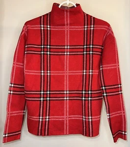 Nicole Miller New York Women’s Red Plaid Turtleneck Sweater w/Headband - Size XS - Picture 1 of 4