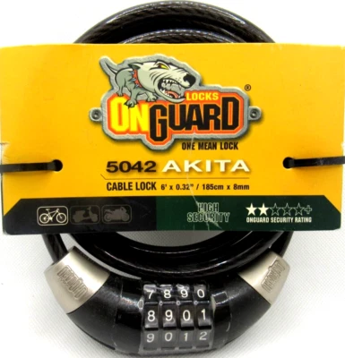 OnGuard 5042 Akita  Cable Bike Lock High Security New in Package NOS NICE - Image 1 of 4