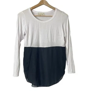 Vtg Nicki Minaj Top S Colorblock Sheer Long Sleeve Black White Casual Stretch - Picture 1 of 11
