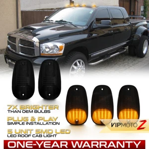 5PCs Smoke Full LED Amber Roof Cab Clearance Light Set for 03-18 Dodge Ram 1500 - Picture 1 of 9