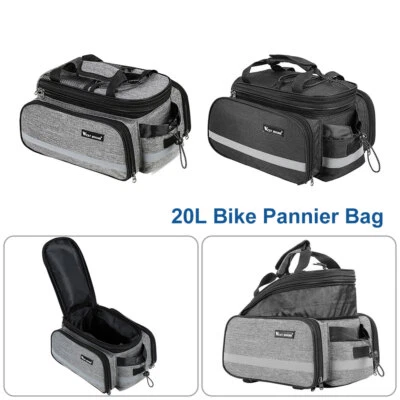 Bike Pannier Bag Rear Rack Waterproof Cycling Bicycle Touring Trunk Bag 20L UK - Image 1 of 4