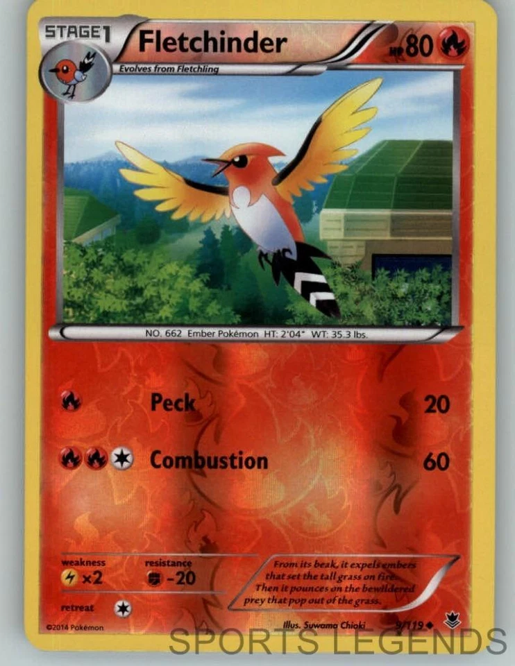 2014 pokemon Phantom Forces reverse holo Fletchinder 9/119 - Image 1 of 1