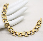 Vintage 1980s Signed MONET Gold Square Watch Link Panel BRACELET Jewellery