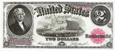 1917 2 DOLLAR UNITED STATES NOTE IN CHOICE AU CONDITION (RED SEAL) Cover