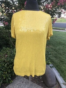 Diane Von Furstenberg DVF Sequin Lemon Yellow Sparkly Top CATALINA COUTURE Sz 10 - Picture 1 of 12