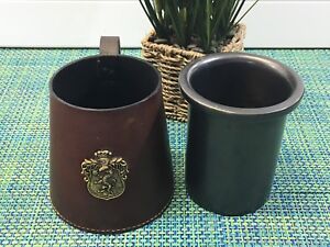Vintage England  Leather and Ceramic Tankard Stein Beer Mug