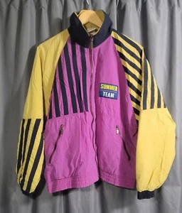 Vtg Men's Puma Zip-Up Windbreaker Jacket Medium Purple/Tan/Blue - Picture 1 of 9