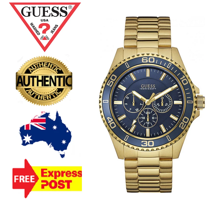 GUESS Men's Chaser 44mm Gold-tone Steel Bracelet & Case Quartz Watch W0172G5