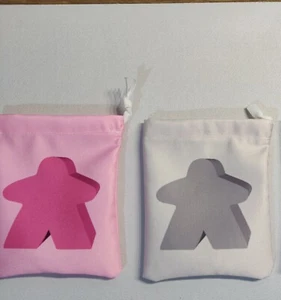 Pink/Grey Meeple Token Bag Set, Set of 2 Meeple Bags for Carcassonne Storage - Picture 1 of 3
