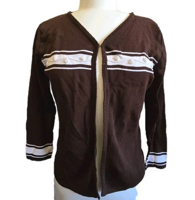 De Colección Y2K Finity Studio Mujeres M Marrón Cárdigan Abierto Floral Suéter Foto 1 de 4