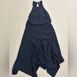 Vestido para mujer Halston Heritage negro sin espalda con dobladillo asimétrico talla 10 - Imagen 1 de 7