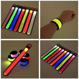 LED Slap Wristband Night Running Safety Glowing Bracelet Luminous Armband Strap - Picture 1 of 17