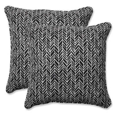 Almohadas nocturnas de espiga para exteriores/interiores, 18,5" x 18,5", negras, paquete de 2 Foto 1 de 4