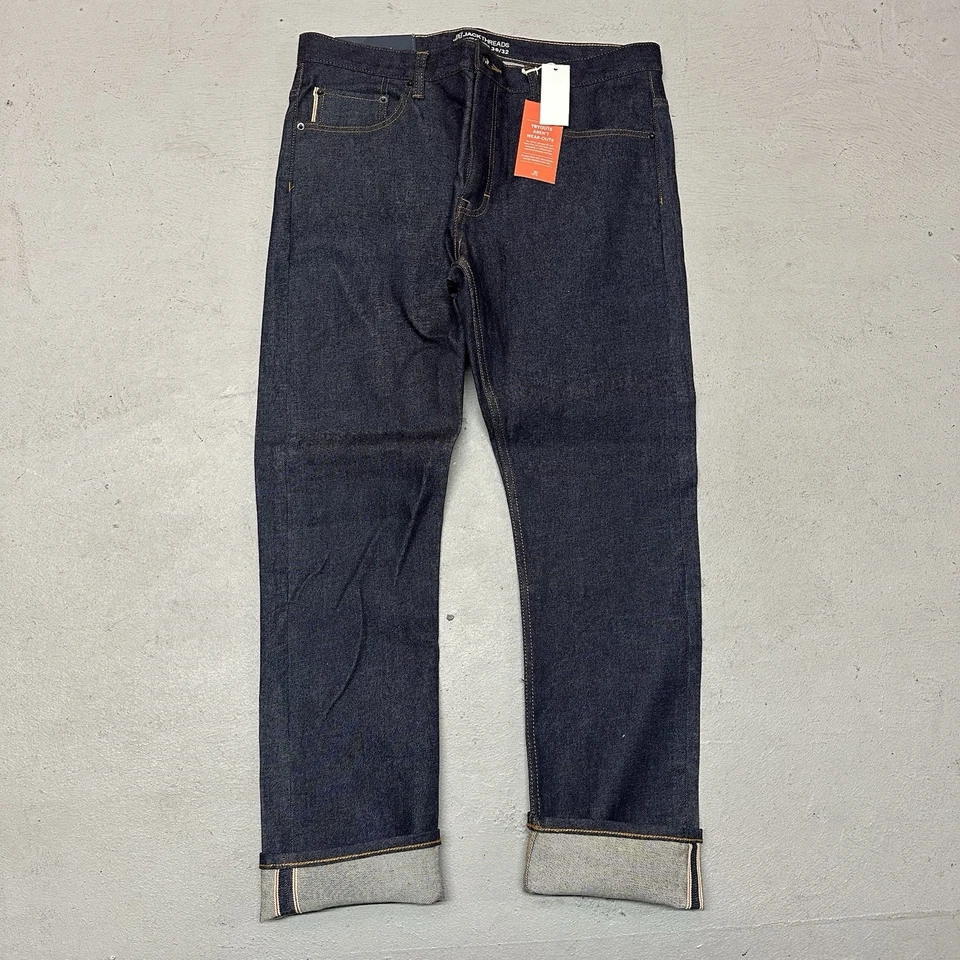NEW Skinny Raw Selvage Denim Men's Sz 36x32 Blue Jeans Stretch Dark Jack Threads - Image 1 of 4