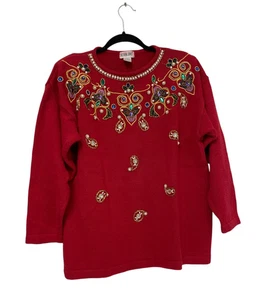 Victoria Jones Damen Strickpullover rot Perlen Urlaub Gr. M - Bild 1 von 7