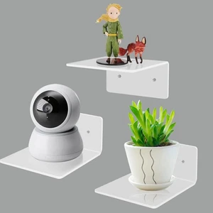 3 Pack Small Floating Shelves - 4'' Acrylic Mini Wall Shelf for 4'', White - Picture 1 of 6