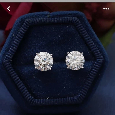 2.00 Ct Round Cut Certified VS1/F Lab Grown Diamond Stud Earrings 14k White Gold - Image 1 of 4