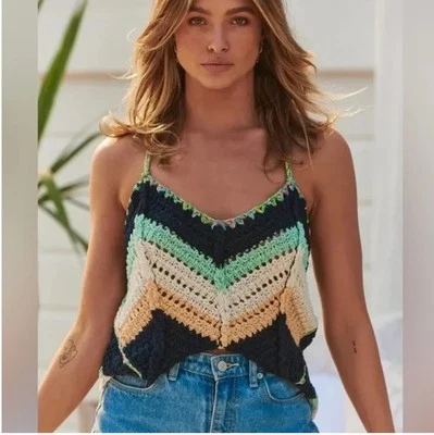 Free People Beach Crochet Swim Up Tank NWOT Breeze Combo Multicolor Size Large - Image 1 of 4