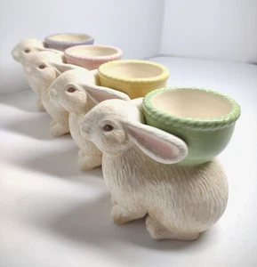 Portavasos de huevo de conejo de Pascua vintage, sello distintivo - Imagen 1 de 18