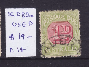 POSTAGE DUES AUSTRALIA:   1d  SG D80a   PERF 14     V. F.USED.. - Bild 1 von 1