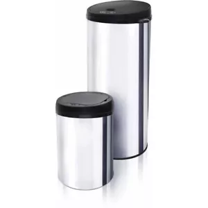 Modernhome Stainless Steel Motion-Activated Trashcan Set (2-Piece) Chrome/Black - Picture 1 of 12
