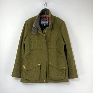 Joules Tweed Field Coat Womens 16 Green Check Country Fieldcoat Jacket - Picture 1 of 18