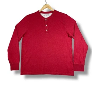 Brooks Brothers Lined Henley Shirt Mens XL Solid Red Lounge Casual Preppy - Picture 1 of 7