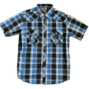 Coevals Club Men’s Western Cowboy Brush Popper Plaid Lg Pearl Snap Down Collared - Picture 1 of 13
