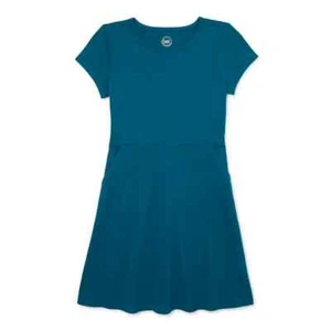 Wonder Nation Girls SIZE XS 4-5 Short Sleeve Play Dress with Pockets Teal Blot - Picture 1 of 5