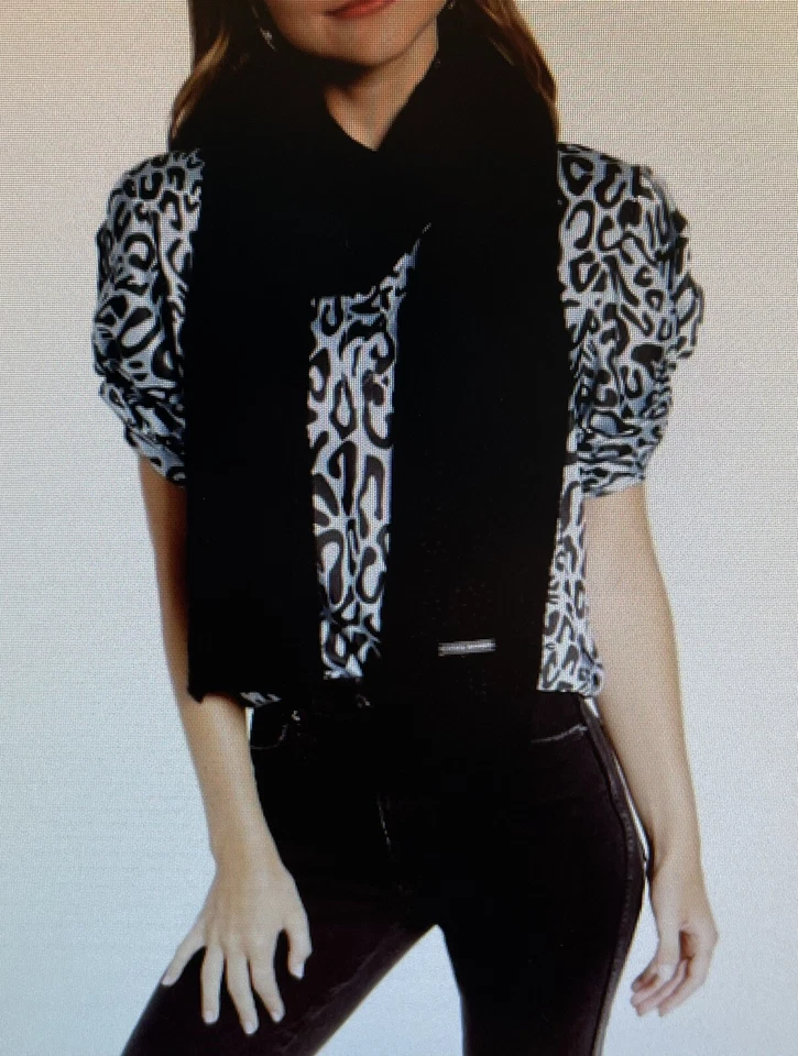 NWT Rebecca Minkoff Black Knit Traveling Rib Scarf, size 76x10” Minimalist - Image 1 of 4