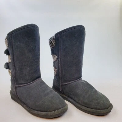 Женские зимние сапоги BEARPAW размер 8 до середины икры синие замшевые с пряжкой из овчины - Изображение 1 из 4