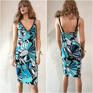 AUTH vintage Dolce & Gabbana D&G abstract printed blue denim Dress IT 40 - Picture 1 of 17