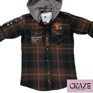 Boys cotton checks shirt with detachable hood & a separate t-shirt. Sizes 6 - 16 - Picture 1 of 1