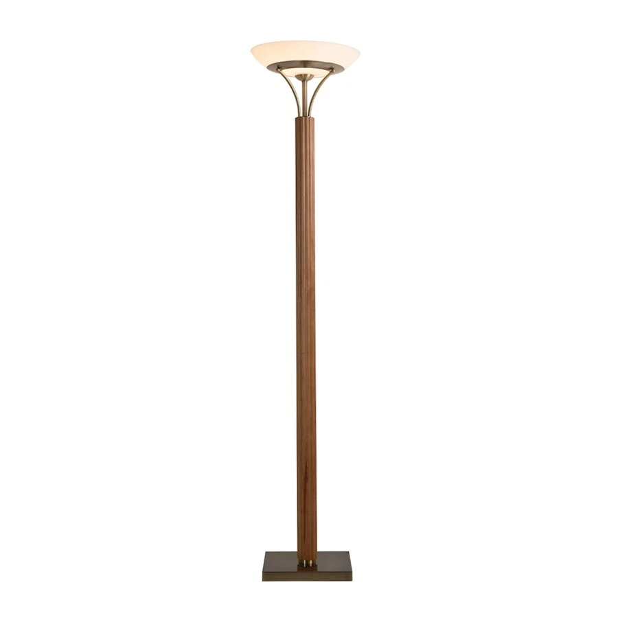 Nova California Tambo 1 Light Torchiere Ash Wood/Brass/Opal Glass - 1510832LW