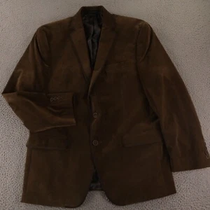 Van Huesen Jacket M Brown Paisley Polyester Blend Corduroy Western 42R - Picture 1 of 16