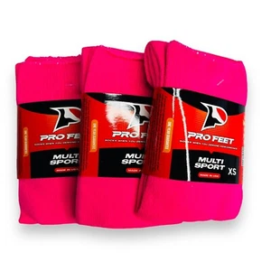 3 Pair Pro Feet Multi Sport Socks Neon Pink Boys Girls NWT Size XS - Picture 1 of 3