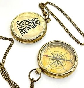 Vintage Nautical Brass Compass With Leather Box Gift Item - Picture 1 of 2