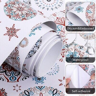 17.7*118inch Self Adhesive Wallpaper Boho Contact Paper Drawer Locker Sticker • 16.52$