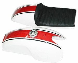 Benelli Mojave Cafe Racer 260 360 White & Cherry Petrol Fuel Tank With Seat - Bild 1 von 6