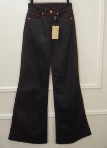 Women Burberry Flared Jeans Dark Blue Stretch Cotton W26 L35 - Picture 1 of 9