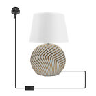 Table Lamp Ceramic Base Cream Fabric Shade Bedside Plug In Desk Light Modern E27