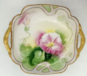 Limoges Coronet Plate with Pink Roses & Gold Border Signed Antique EUC - Picture 1 of 6