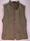 Royalty For Me Womens Puffer Vest Olive Green with Faux Fur Zip Size Large