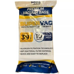 Veva Super Vacuum Cleaner Bags Style 391 Central Vacuum 10 Ct (NE391PAPER-20) - Picture 1 of 4