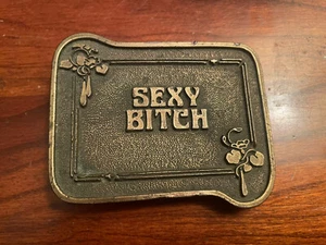 RARE Vintage Tiffany Studio New York NY Brass Belt Buckle Sexy Bitch - Bild 1 von 6