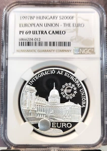 1997 HUNGARY SILVER 2000 FORINT EUROPEAN UNION NGC PF 69 ULTRA CAMEO TOP POP - Picture 1 of 3