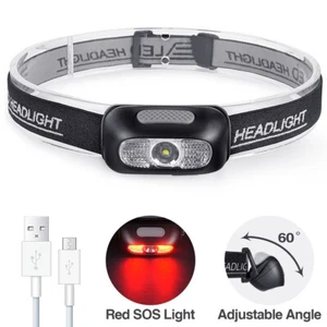 5 Modi 500 Lumen Wiederaufladbare Stirnlampe mit Rotlicht, IP54 Wasserdichtes Licht - Bild 1 von 7