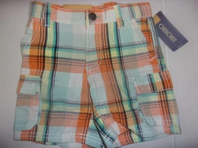 NUEVO NUEVO CON ETIQUETAS Pantalones Cortos Cherokee Niños Naranja Verde Amarillo Cuadros Estilo Carga Talla 2 2T Foto 1 de 3
